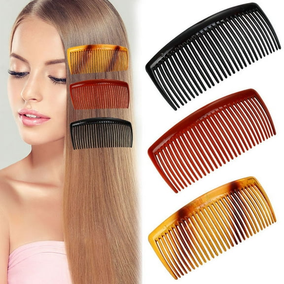 Paris AD66/2 French Side Combs Large 2 Pack Curved Tortoise Shell Flexible Durable Cellulose Hair Combs, Strong Hold Hair Clips for Women, No Slip Styling Girls Hair Accessories