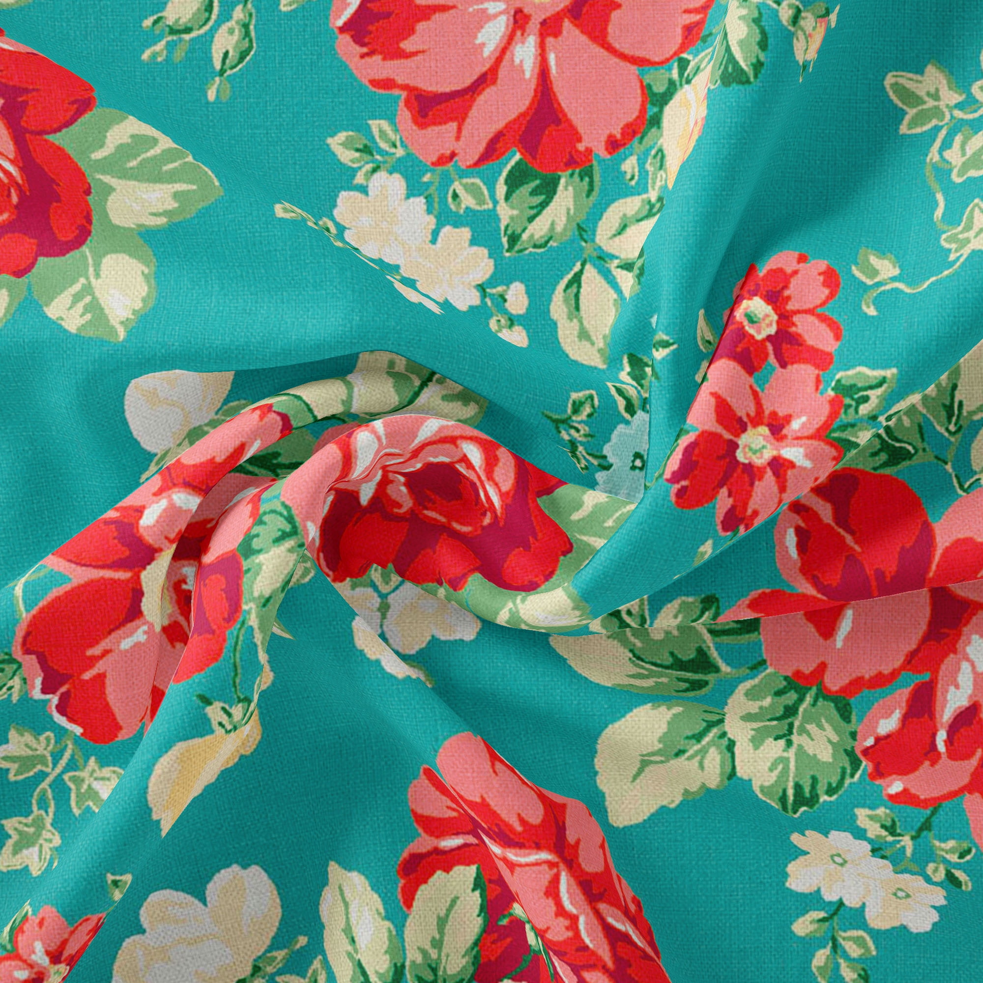 The Pioneer Woman 44" x 3 Yard Cotton Vintage Floral Precut Fabric, Teal