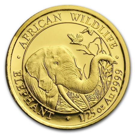 2018 Somalia 1/25 oz Gold African Elephant BU