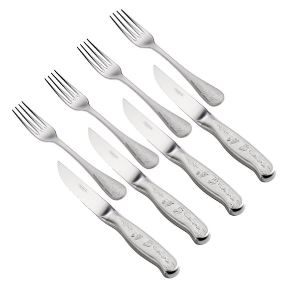 Tramontina Churrasco BBQ 8-Piece Forged Embossed Stainless Steel Steak Knife and Fork Set, Dishwasher Safe