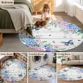 thumbnail image 5 of Round Area Rug 3.3 Ft, Watercolor Flowers Washable Non-Slip Circle Carpet for Living Room/Bedroom, Spring Butterflies Floral Gray Wood Low-Profile Small Kitchen Mats Collection Rugs for Indoor, 5 of 7