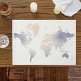 thumbnail image 4 of Soft Watercolor World Map Placemats Set of 4,Wipeable Washable Table Mats for Dining Tables, Minimalist Travel Art Print Place Mats for Kitchen Event Party Tabletop Decor, 4 of 9