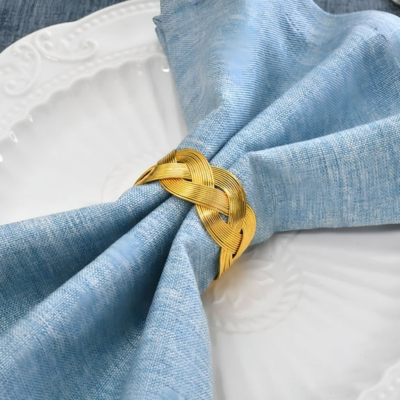 ACDANC Set of 12 Gold Braid Napkin Rings,Elegant Interwoven Gold Napkin Holders