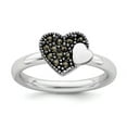 thumbnail image 1 of 925 Sterling Silver Stackable Expressions Marcasite Heart Ring Size: 10; for Adults and Teens; for Women and Men, 1 of 5