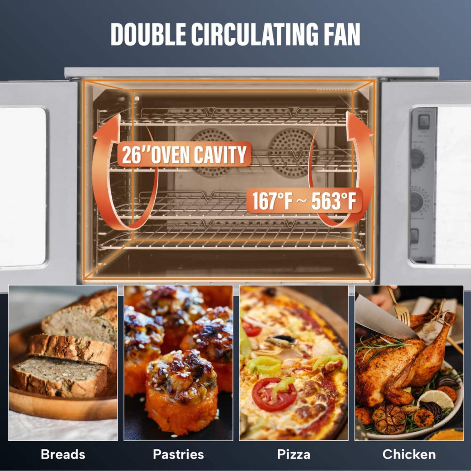 DURING D-GCO511S 39" Double Deck Full Size Gas Convection Oven - 120,000 BTU