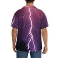 thumbnail image 5 of Xecao offers the Thunderstorm Violet Purple for Men's Casual Short-sleeved Shirt, a button-up collared shirt with a pocket, perfect for beach vacations and yacht travel in the 4X-Large size., 5 of 7