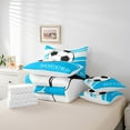 thumbnail image 4 of Erosebridal Soccer Comforter Set Full 7 Pcs Football Teal White Black Geometric Stripes Bedding Set Soccer Ball Game Sports Theme Bed in a Bag with Comforter,Sheets, 4 of 5