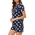 thumbnail image 4 of INSPIRE CHIC Pyjama pour Femmes à Manches Courtes, Col à Encoche, Passepoilé, Boutonné, à Pois, Ensemble de Pyjama, XX-Grand, Bleu Foncé, 4 of 5