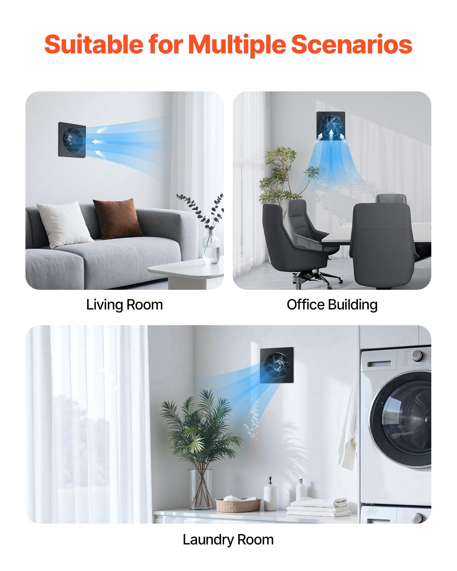 6 Inch Through The Wall Ventilation Fan 205 CFM AC Motor Quiet Easy Installation Bathroom Garage Laundry Storage Room Air Exchanger