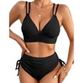 thumbnail image 5 of GZWYHT Bathing Suit for Women Tankini Swimsuits for Women Women's Bikini Sets Two Piece Swimsuit V Neck High Waisted Ruched Tummy Summer Bathing Suit Womens Swimsuits Bikini Sets for Women Black S, 5 of 9