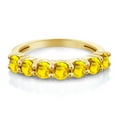 thumbnail image 2 of Gem Stone King 18K Yellow Gold Plated Silver Round Yellow Sapphire Anniversary Ring for Women (1.12 Cttw, Gemstone Birthstone, Size 5), 2 of 4