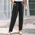 thumbnail image 5 of Huankd Linen Pants Women Women'S Linen Pants Wide Leg Linen Pants For Women Petite Linen Pants For Women Black M, 5 of 9
