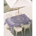 thumbnail image 3 of 52x70 Inch Outdoor Tablecloth with Umbrella Hole Zipper Rectangle Purple Boho Rectangular Tablecloths Outside Waterproof Mantoro Flower Modern Abstract Bohemian Floral Patio Table Cover for Picnic, 3 of 8