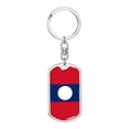 thumbnail image 1 of Laos Flag Keychain Dog Tag Stainless Steel or 18k Gold, 1 of 8