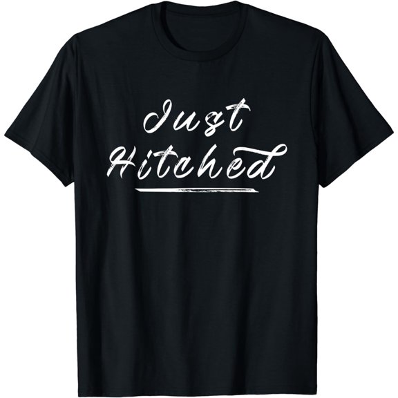 Just Married Cowboy Wedding Just Hitched Honeymoon Party T-Shirt