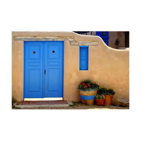 Blue Door And Adobe Wall, Taos, NM Print Wall Art By George