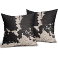 thumbnail image 2 of Western Cow Print Pillow Covers 16x16 Set of 2 Rustic Black Cream Cowhide Pattern Decorative Outdoor Pillowcases Farmhouse Country Animal Skin Throw Cushion Case Decor for Home Couch Sofa Bed, 2 of 6