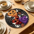 thumbnail image 5 of Deeceymbur 6Pcs Halloween Round Placemats Pumpkin Ghost Print Reusable Fabric Mats Non-Slip Dinner Table Party Tabletop Home Decor, 5 of 6