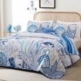 thumbnail image 2 of Juego de cama Djoymock Queen, 244 x 229 cm, reversible, azul océano, 2 of 8