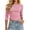 Pink, variant on Yangnuo Women Solid Boat Neck 3/4 Sleeve Curved Hem Fitted Cropped Casual Layering Fashion Tops For Women