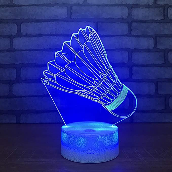 YSITIAN Badminton 7 Color Change 3D Lamp Touch Switch 3D Light Fixtures Gift for Baby Room Lights Led Night Light（Style H） YT-13654