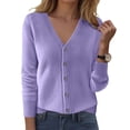 thumbnail image 2 of COMVALUE Women's Cotton Lightweight Cardigans Long Sleeve Knitted Button Down Sweater Purple for Size XL, 2 of 4