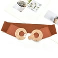 thumbnail image 3 of Tittly Leather Belt Belts for Women Women Stretchy Belt For Dresses Vintage Elastic Wide Waist Belt Wide Belts Western Belts Brown One Size, 3 of 4