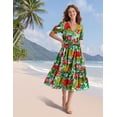 thumbnail image 4 of Vestido midi YESNO de verano con estampado floral con cuello en V y manga abullonada S EVX CR010, 4 of 5