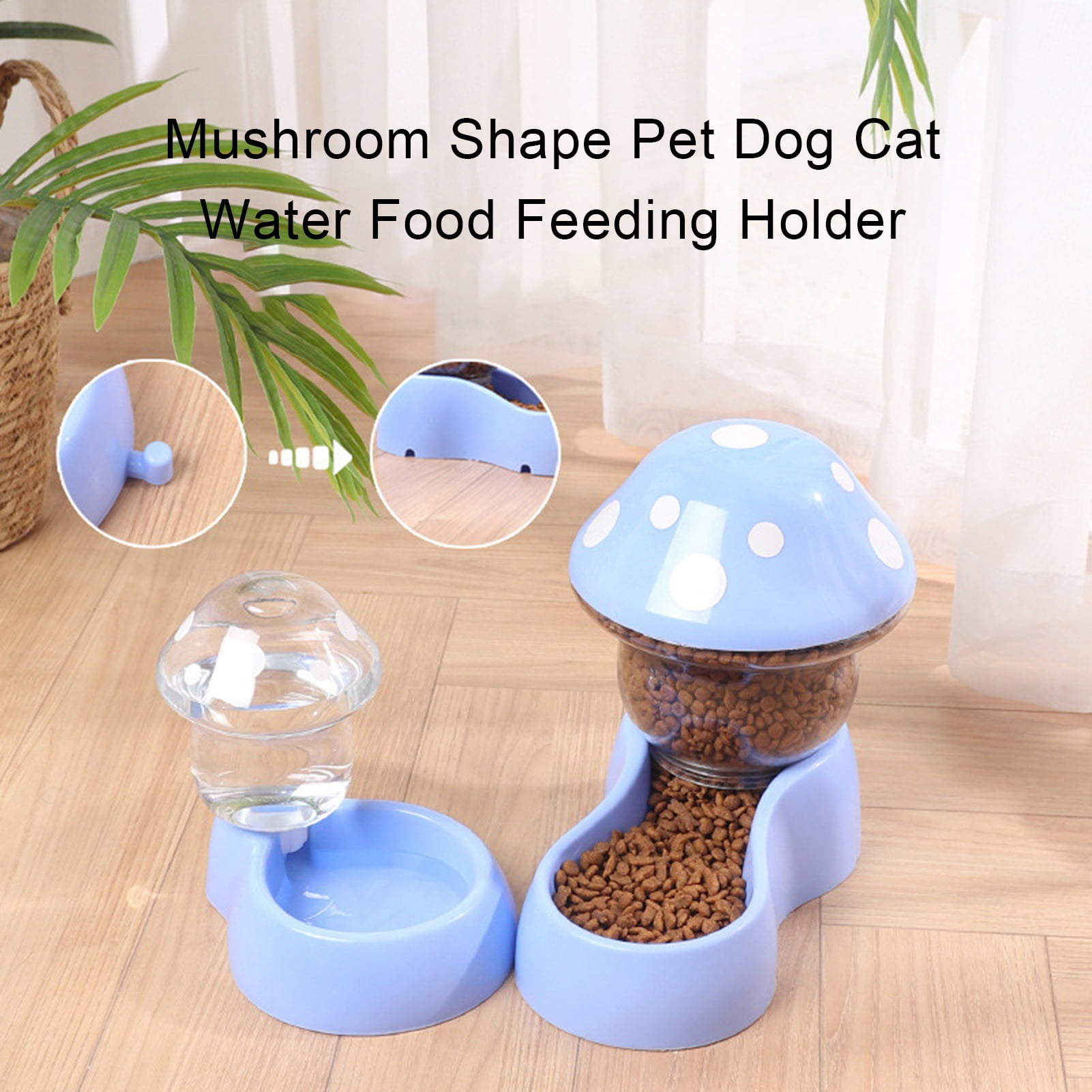 Visland Cat Water Feeder Auto Replenishment Large Capacity Mushroom Shape Pet Dog Cat Water Food Container Pet Supplies