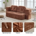 thumbnail image 6 of MDAQMD 65.3" Convertible Folding Sofa Bed Queen Sleeper Sofa with 2 Pillows Floor Couch Foam Folding Mattress Sleeper for Living Room Apartment Orange, 6 of 9