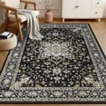 thumbnail image 3 of 6x9 Area Rugs Living Room Rug: Washable Vintage Boho Medallion Rug No Slip Stain Resistant Soft Carpet Indoor Large Carpets for Bedroom Dining Room Farmhouse Nursery Hallway Home Office Black Gold, 3 of 18