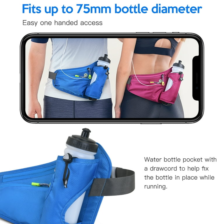 Fanny Pack Waist Bag with Water Bottle Holder for Hiking, Walking, Travel,  Biking (Grey)