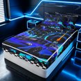 thumbnail image 2 of Erosebridal Blue Racing Sports Car Zipper Twin Comforter Sets with Fitted Sheet and 2 Pillowcases for Boys Men, Speedometer Lightning Zipper Bedding Set, Black Reversible, 4-Piece, 2 of 7