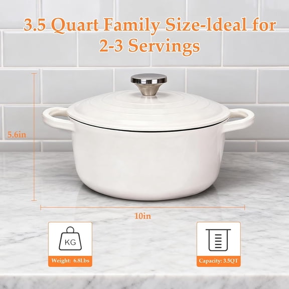 Enameled Cast Iron Dutch Oven, 4QT