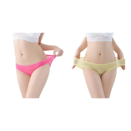 2-Pack Womens Low Waist Sheer Mesh Briefs Cute Seamless Panties For Women Underwear Womens Lacy Panties Set Ladies Panties Size 6 High Cut Womens Bikini Panties Size Small Seamless Panties for Women