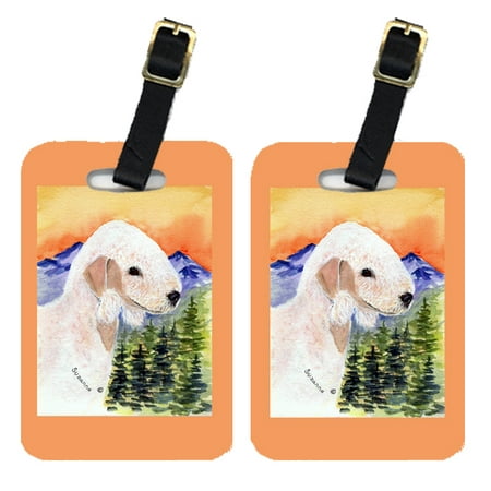 Pair of 2 Bedlington Terrier Luggage Tags