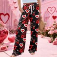 thumbnail image 6 of Women's Fashion Pocket Valentine's Day Print Stretch Adjustable Drawstring Wide Leg Pants, Elastic Waist Holiday Pants, Casual Lounge Wear for Women,Deep Red,2XL, 6 of 7