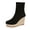 Black, variant on Brown Ladies Versatile Slope Heel Boots Grass Woven Knitted Socks Winter Fashionable Casual Comfortable Ankle Boots