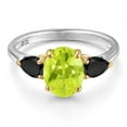 thumbnail image 3 of Gem Stone King 925 Silver and 10K Yellow Gold Yellow Lemon Quartz and Black Onyx Engagement Ring for Women | 2.41 Cttw | Oval 9X7MM | Gemstone Birthstone | Size 5, 3 of 6