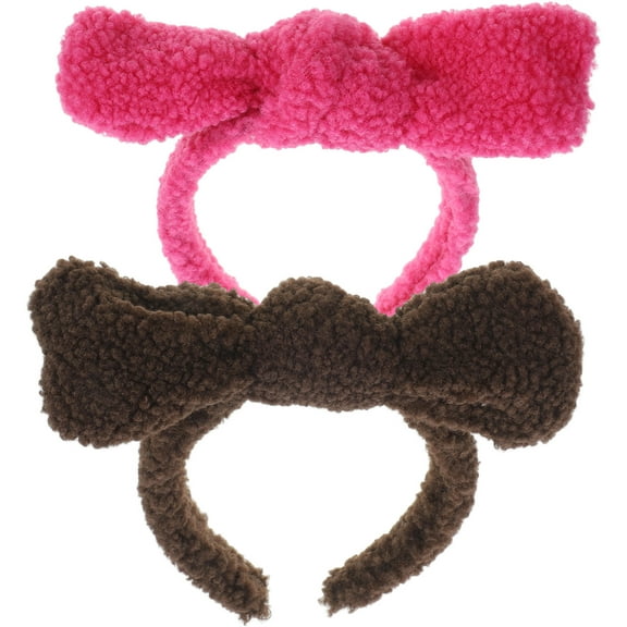 LOLIPPYY 2Pcs Facial Headbands Bow Headband Lamb Wool for Pressing Hair Daily Use Women