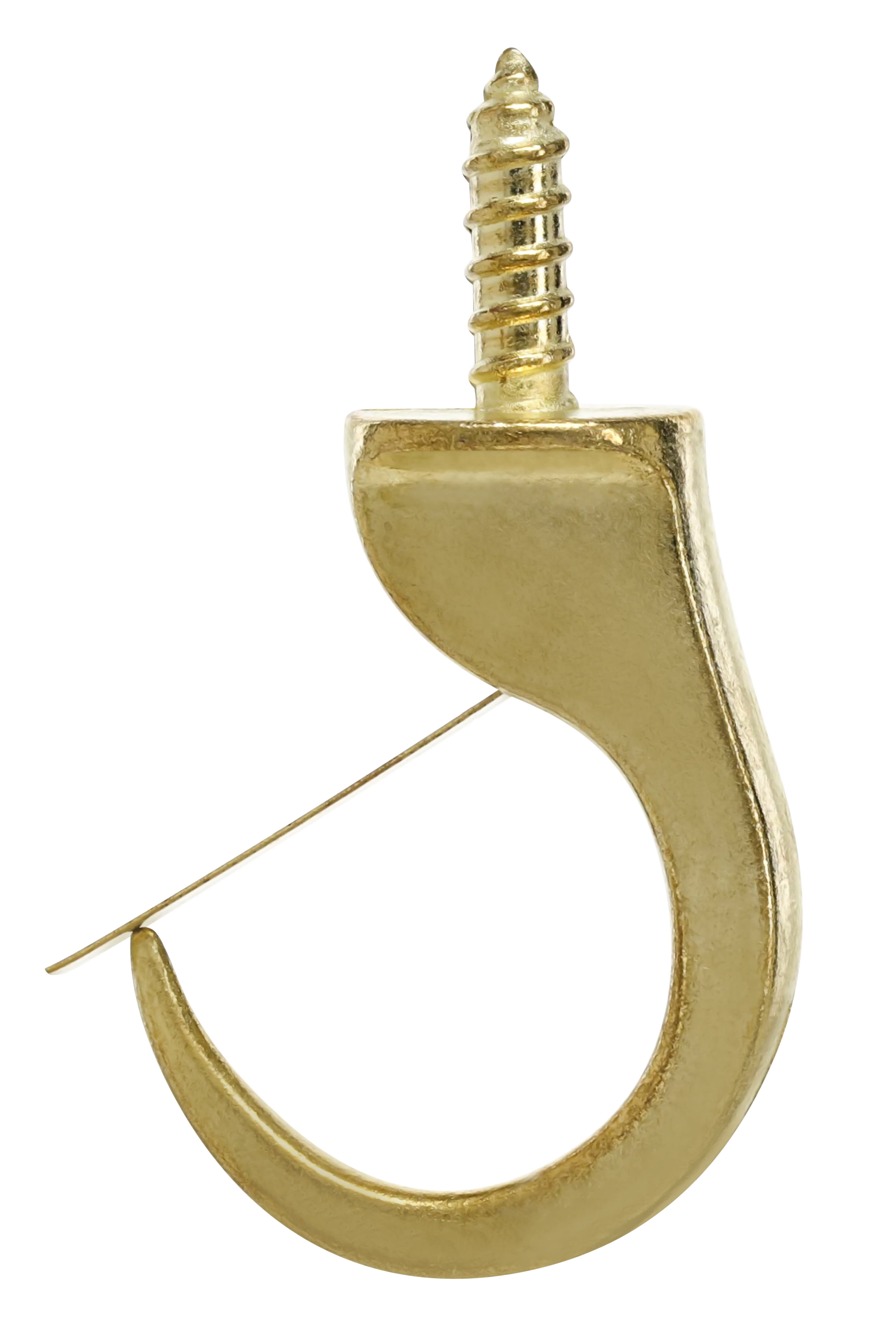 (3 pack) Ook Safety Cup Hooks, 7/8", 0.5 lbs, Screw Hooks, Steel, Brass Finish, Gold, 4 pack
