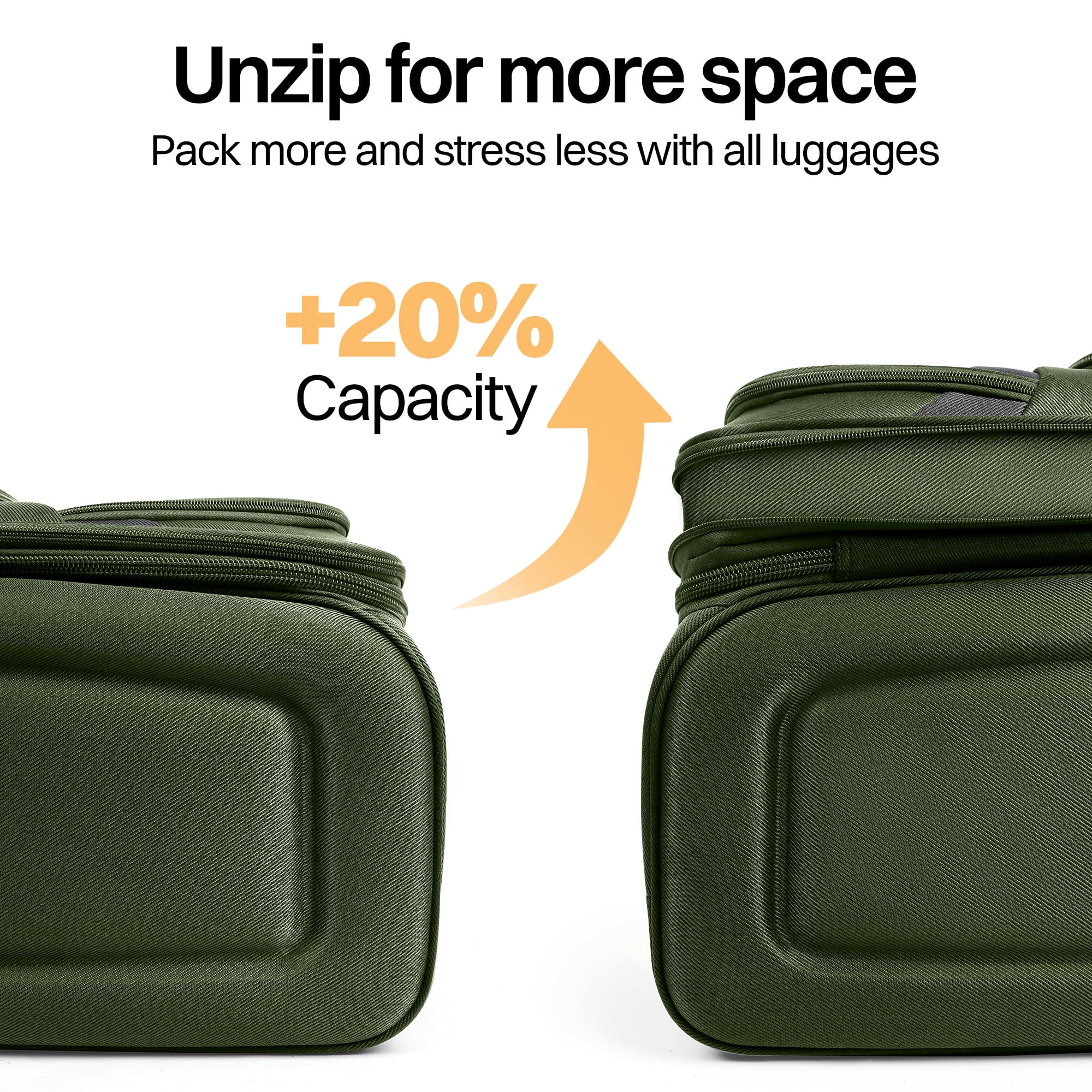 New York Xpress 2-Piece Softside Luggage Set Lightweight Expandable Spinner Suitcase, 20" Carry-on & 28" Checked, Green/Grey, WD8815
