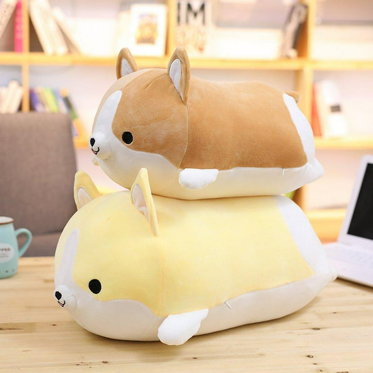 Levenkeness Corgi Dog Plush Pillow Soft Cute Shiba Inu Akita Stuffed Animals Toy Gifts (Brown 11.8 in)