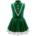 thumbnail image 3 of Doomiva Kids Girls Christmas Dance Dress Xmas Gingerbread Man Roleplay Dress Up Ballet Velvet Dance Tutu Dress Party Green 14, 3 of 7