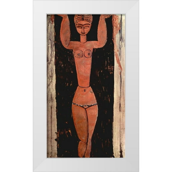 Modigliani, Amedeo 9x14 White Modern Wood Framed Museum Art Print Titled - Woman in doorway