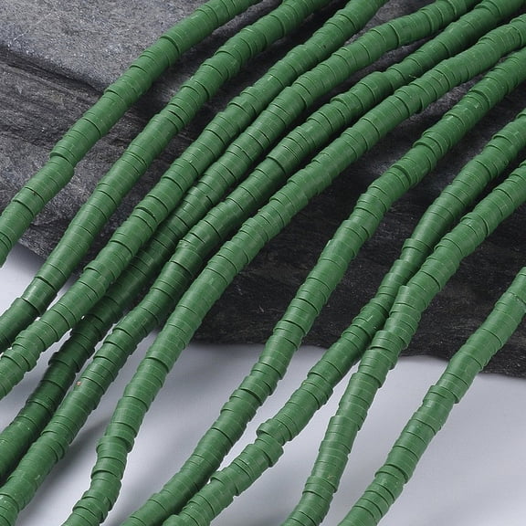10 Strand Flat Round Handmade Polymer Clay Bead Spacers Dark Sea Green 4x1mm Hole: 1mm 380~400pcs/strand 17.7 inch