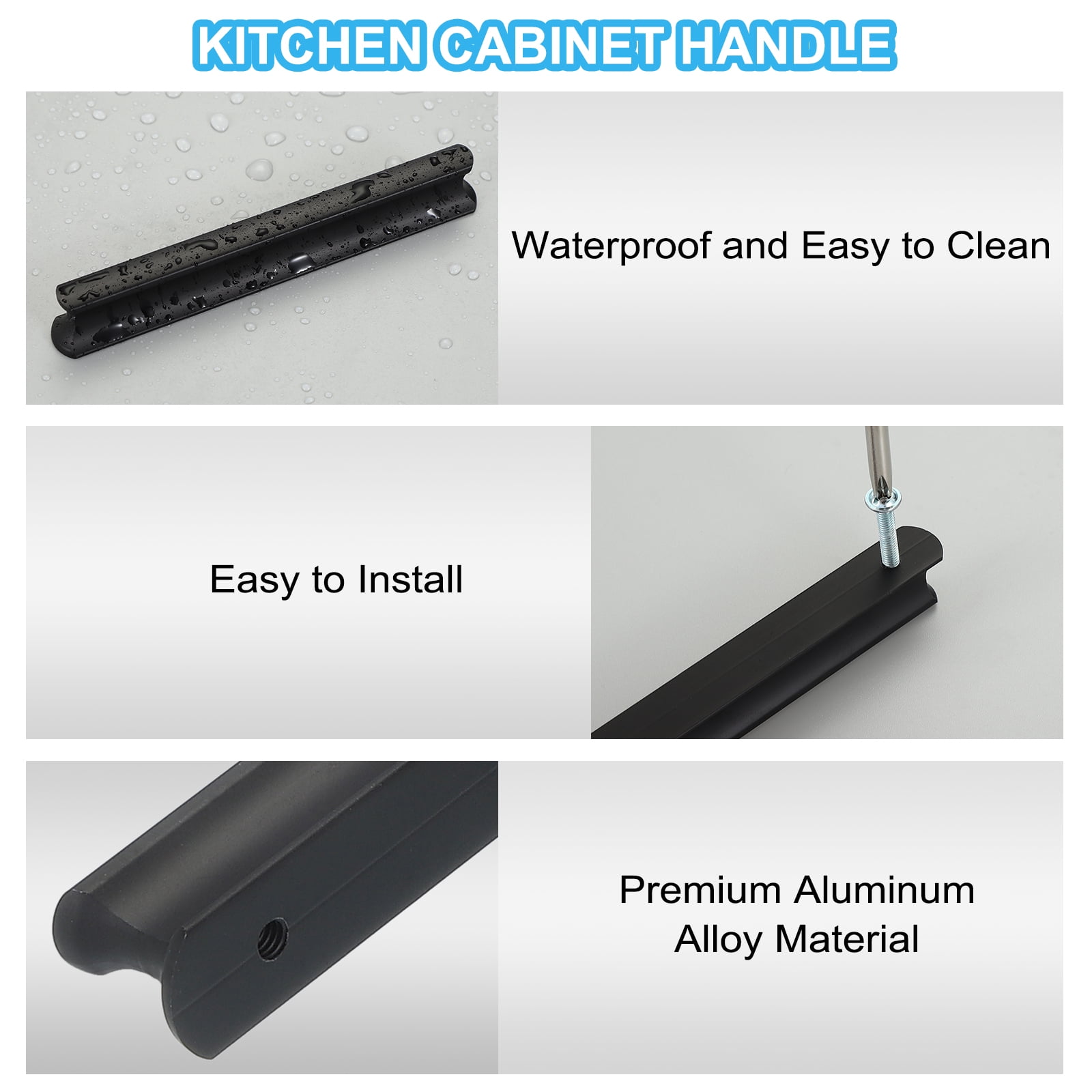 Uxcell Kitchen Cabinet Handles Hole Center Brushed Cabinet Pulls Kitchen Drawer Hardware for Cupboard Drawer Pulls Black 6.3 Inch (160mm)