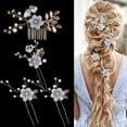 thumbnail image 2 of Fvsianol Wedding Hairpins Rhinestone Hair Clips Bridal Hair Jewelry Set 4Pcs/Set Hairpins Hair Sticker Side Comb Wedding Hair Clips Hair Jewelry for Bride Headwear, 2 of 9