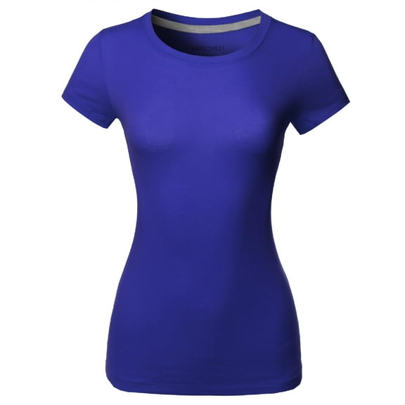 FashionOutfit Women's Solid Basic Short Sleeve Crew Neck Tee