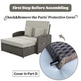 thumbnail image 6 of Llinc Store PE Wicker Rattan Double Chaise Lounge 2-Person Reclining Daybed with Adjustable Back and Cushions Free Furniture Protection Cover Gray, 6 of 6